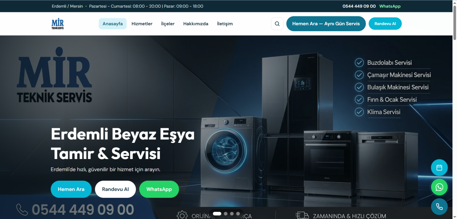 Mir Teknik Servis'e web sitesi