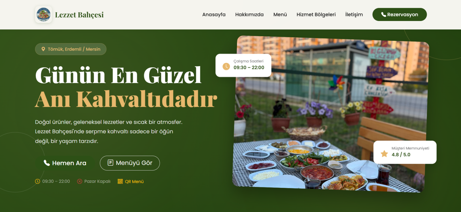 Lezzet Bahçesi QR Menü Web Sitesi